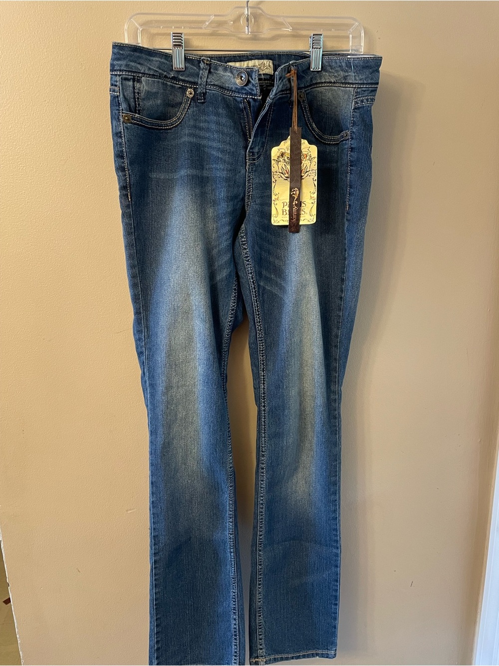 Paris Blues Women's Dark Blue Straight-Leg Jeans with Faded Front-NWT